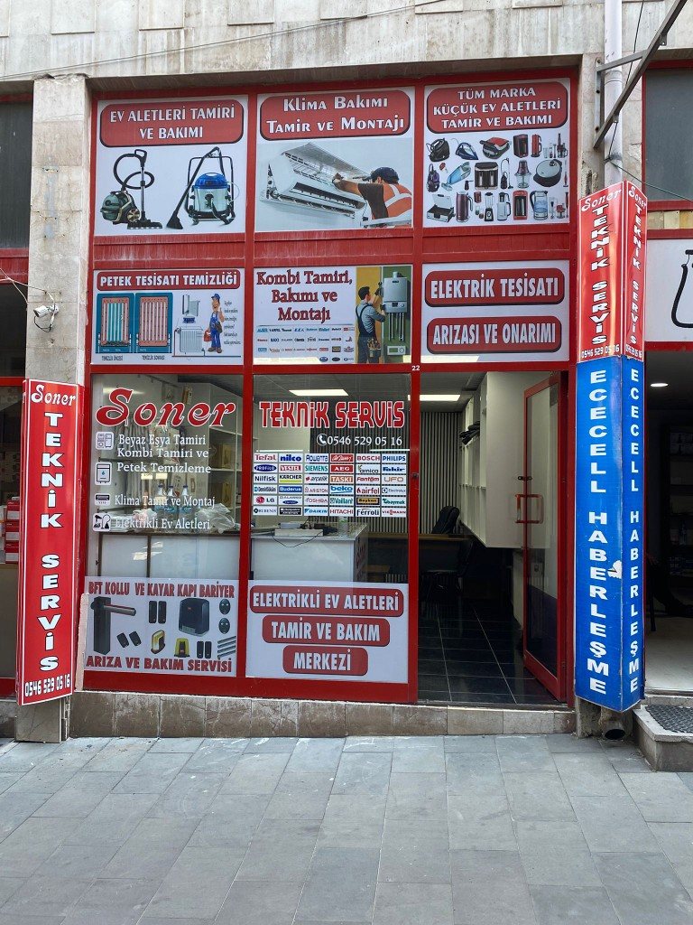 Soner Teknik Servis Nevşehir mağaza vitrini — ev aletleri, klima, petek, kombi ve elektrik servisi